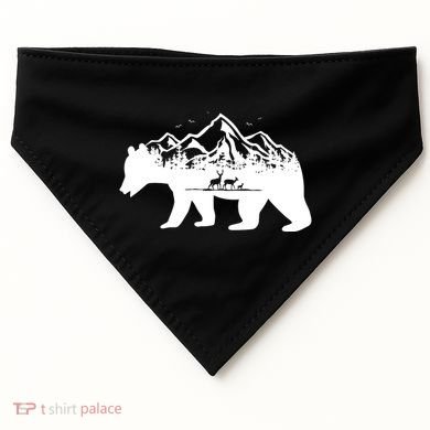 Bear Mountains With Deer Family Nature Fan USA-Made Doggie Bandana
