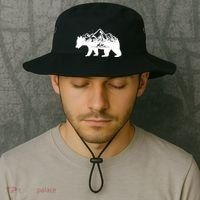 Bear Mountains With Deer Family Nature Fan Bucket Hat thumb 2