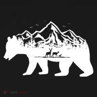 Bear Mountains With Deer Family Nature Fan Bucket Hat thumb 4