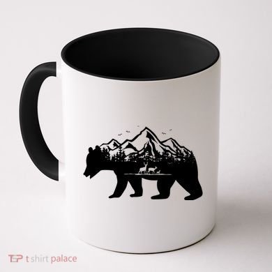 Bear Mountains With Deer Family Nature Fan Coffee Mug