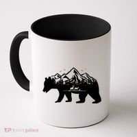 Bear Mountains With Deer Family Nature Fan Coffee Mug thumb 0