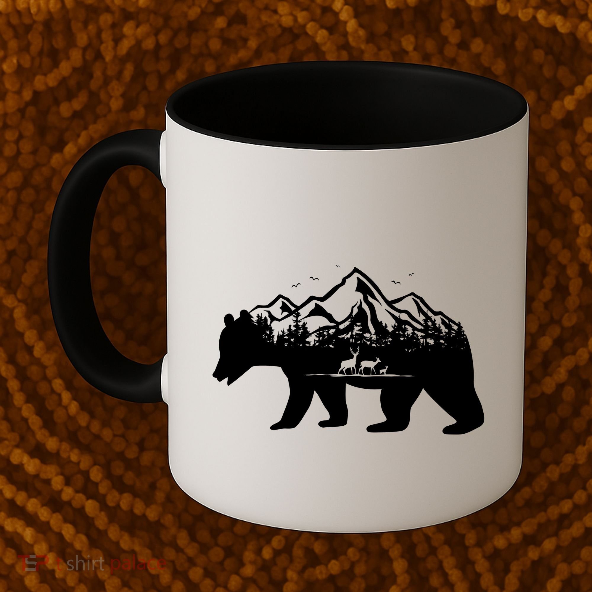 Bear Mountains With Deer Family Nature Fan Coffee Mug