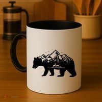 Bear Mountains With Deer Family Nature Fan Coffee Mug thumb 4