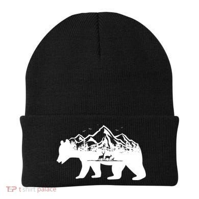 Bear Mountains With Deer Family Nature Fan Beanie