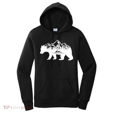 Bear Mountains With Deer Family Nature Fan Women's Hoodie