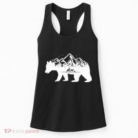 Bear Mountains With Deer Family Nature Fan Women's Tank Top thumb 0