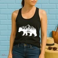 Bear Mountains With Deer Family Nature Fan Women's Tank Top thumb 2
