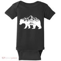 Bear Mountains With Deer Family Nature Fan Baby Bodysuit thumb 0