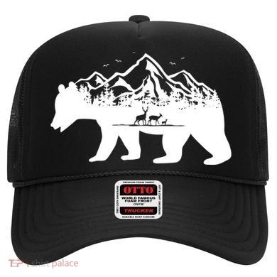 Bear Mountains With Deer Family Nature Fan Hat