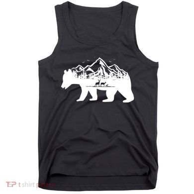 Bear Mountains With Deer Family Nature Fan Tank Top