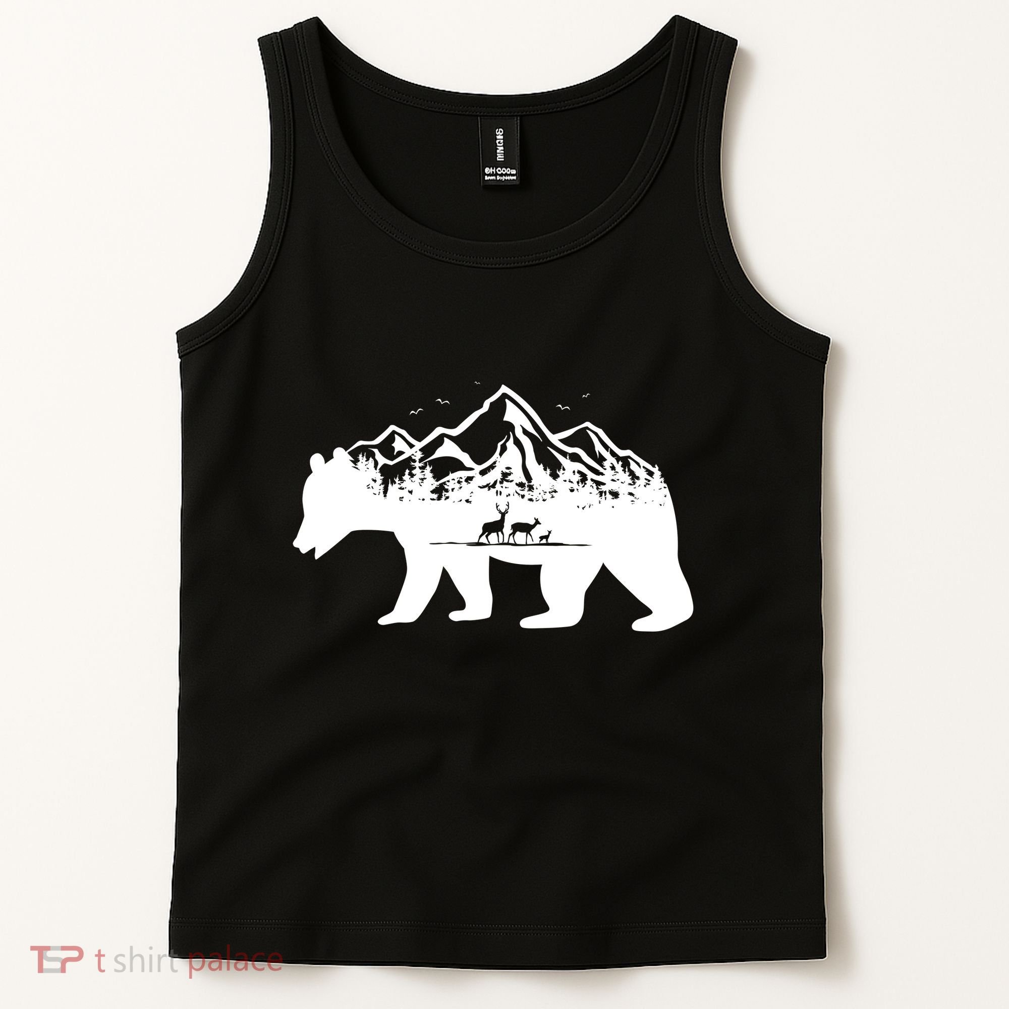 Bear Mountains With Deer Family Nature Fan Tank Top