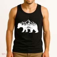 Bear Mountains With Deer Family Nature Fan Tank Top thumb 3