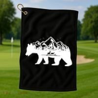 Bear Mountains With Deer Family Nature Fan Golf Towel thumb 1