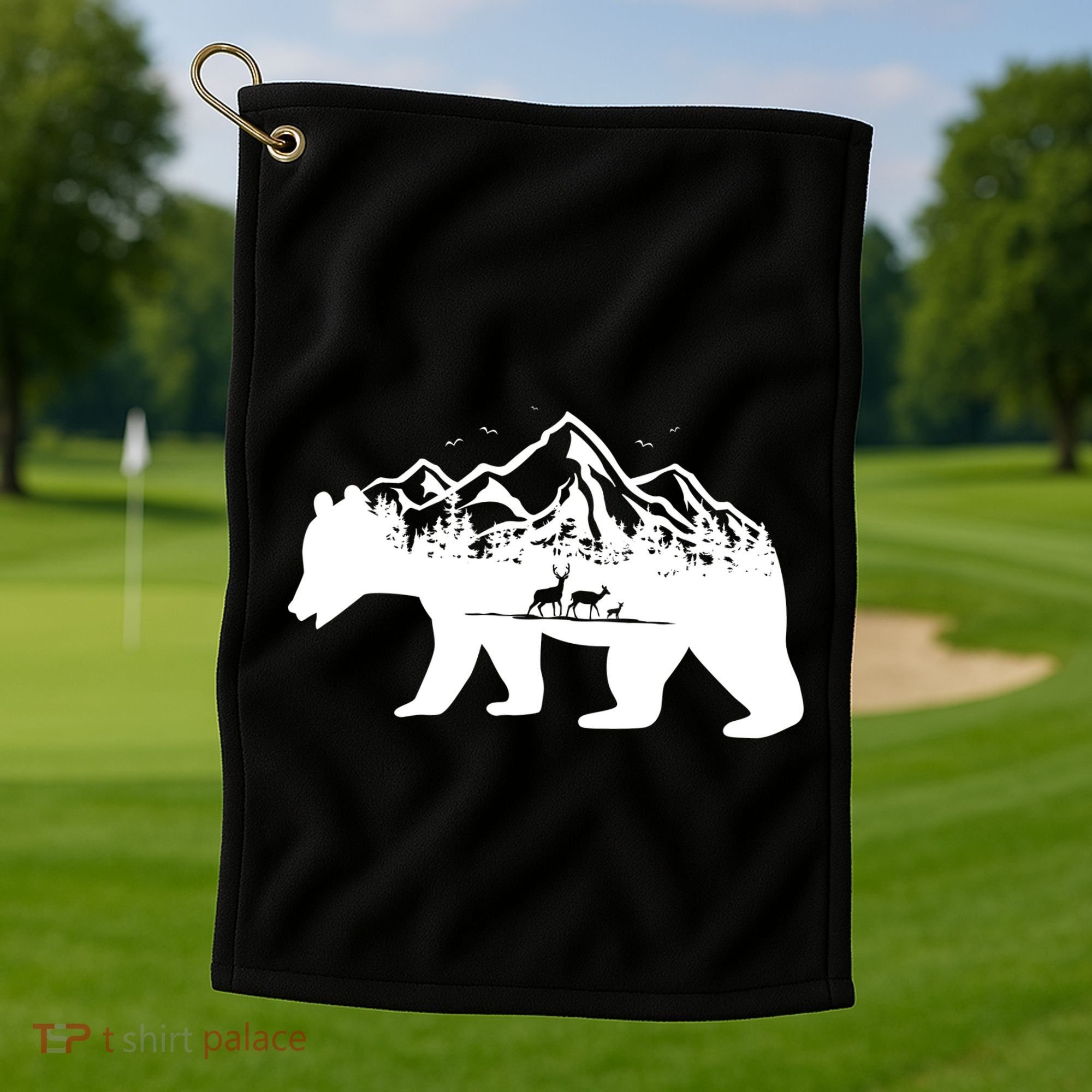 Bear Mountains With Deer Family Nature Fan Golf Towel