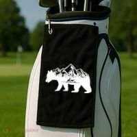 Bear Mountains With Deer Family Nature Fan Golf Towel thumb 2