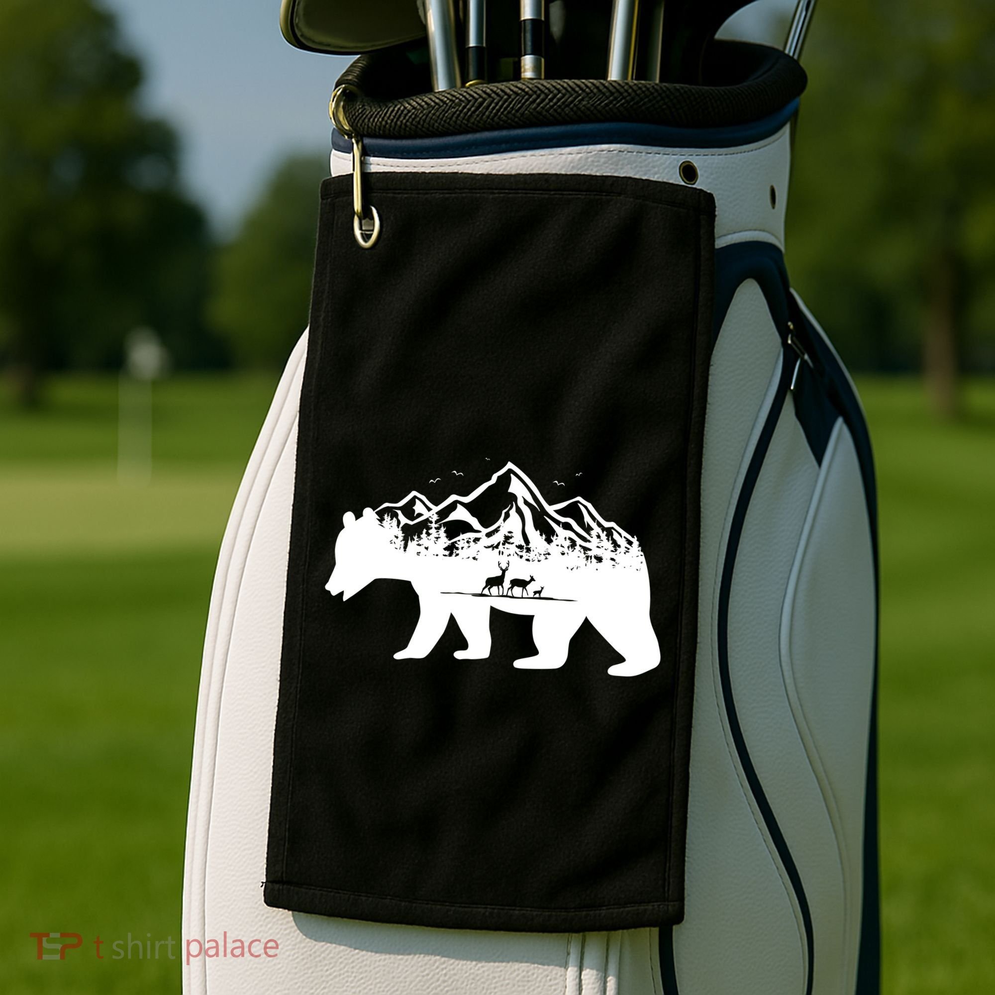 Bear Mountains With Deer Family Nature Fan Golf Towel