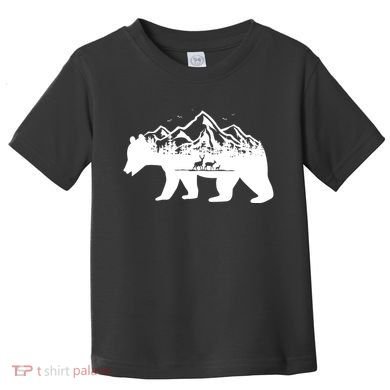 Bear Mountains With Deer Family Nature Fan Toddler T-Shirt