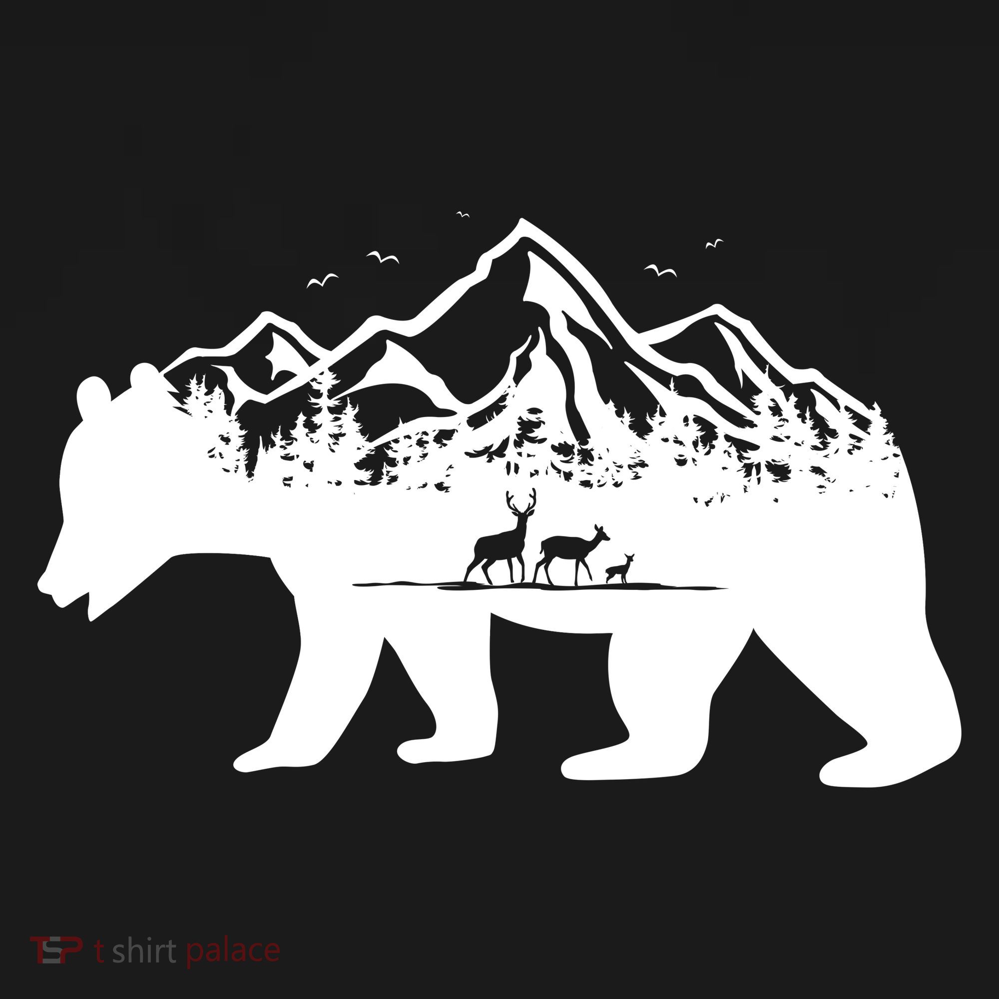 Bear Mountains With Deer Family Nature Fan Women's Long Sleeve Shirt