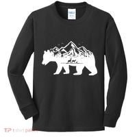 Bear Mountains With Deer Family Nature Fan Kids Long Sleeve Shirt thumb 0