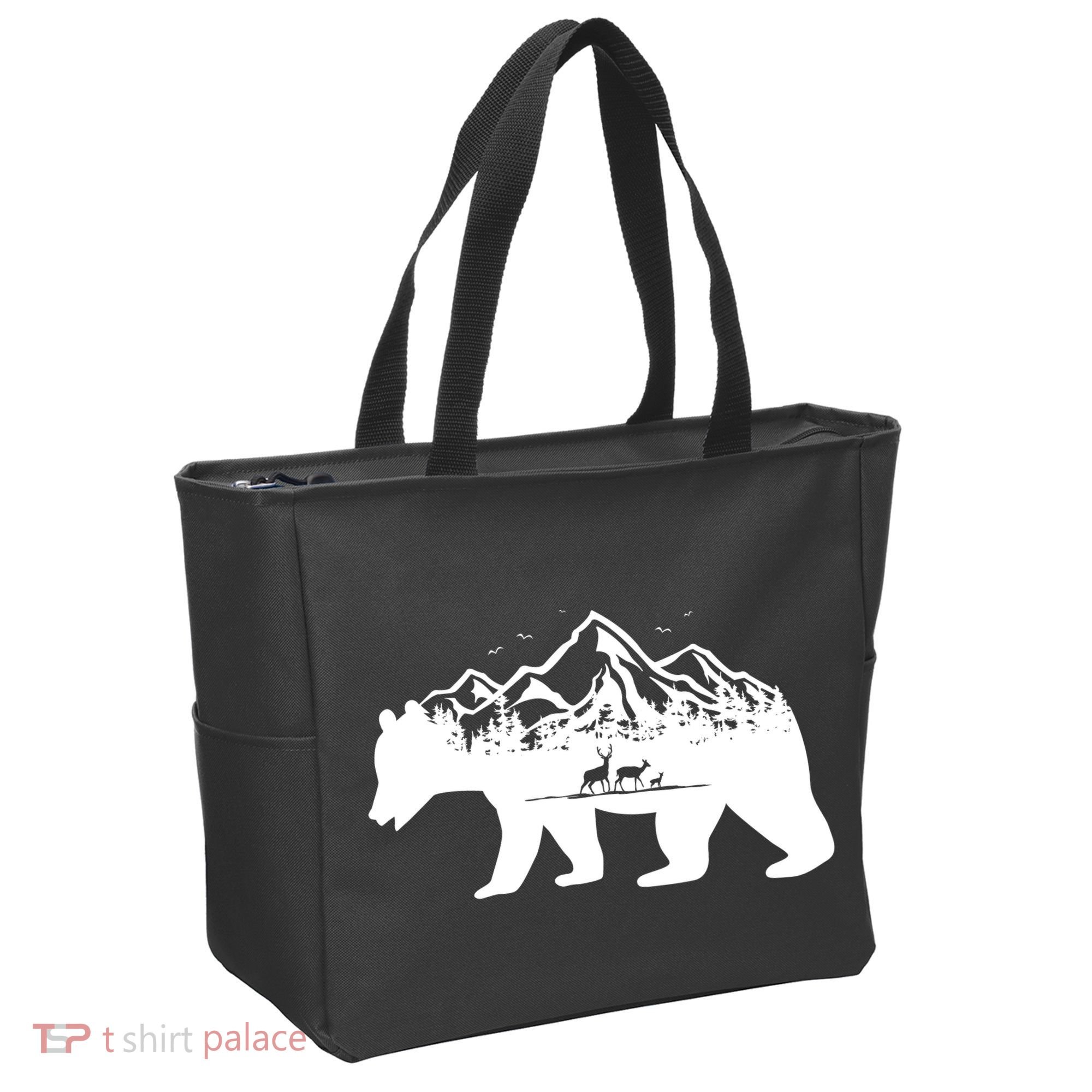 Bear Mountains With Deer Family Nature Fan Tote Bag
