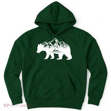 Bear Mountains With Deer Family Nature Fan Hoodie