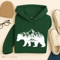 Bear Mountains With Deer Family Nature Fan Hoodie thumb 4