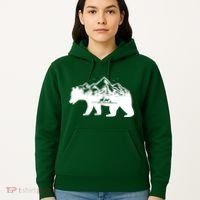 Bear Mountains With Deer Family Nature Fan Hoodie thumb 5