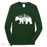 Bear Mountains With Deer Family Nature Fan Long Sleeve Shirt thumb 0