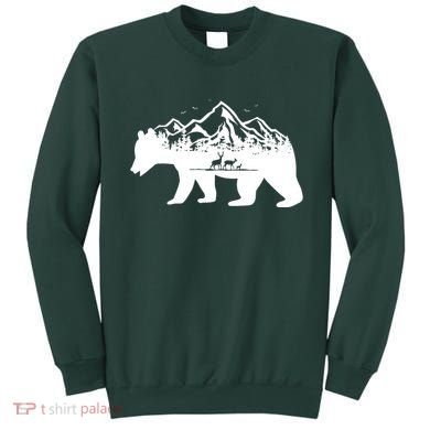 Bear Mountains With Deer Family Nature Fan Sweatshirt