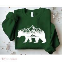 Bear Mountains With Deer Family Nature Fan Sweatshirt thumb 2