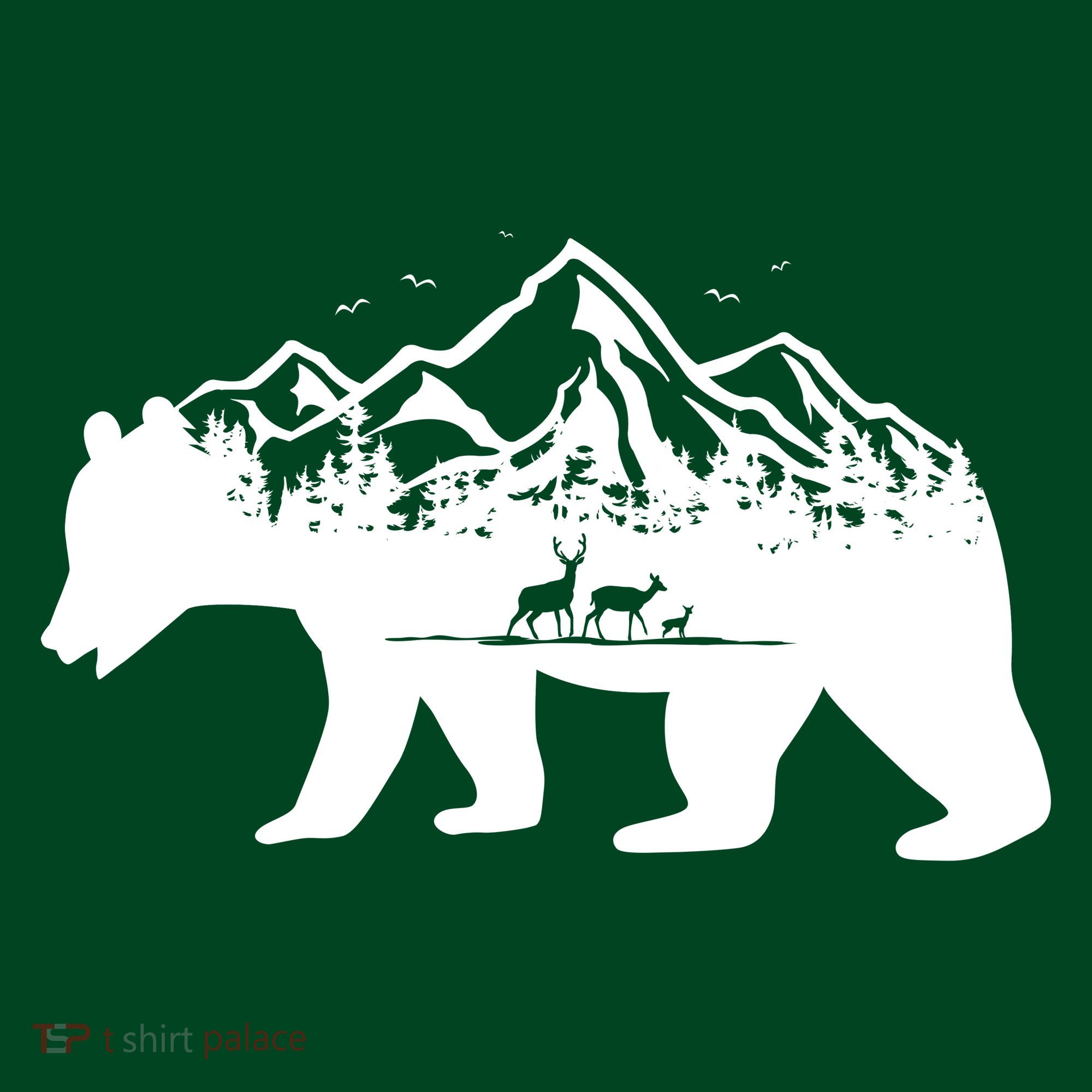 Bear Mountains With Deer Family Nature Fan Sweatshirt