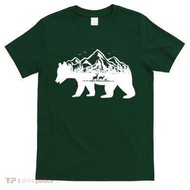 Bear Mountains With Deer Family Nature Fan T-Shirt