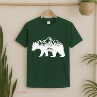 Bear Mountains With Deer Family Nature Fan T-Shirt thumb 2