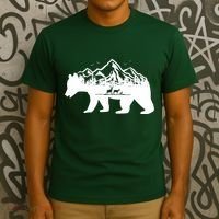 Bear Mountains With Deer Family Nature Fan T-Shirt thumb 3