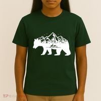 Bear Mountains With Deer Family Nature Fan T-Shirt thumb 4