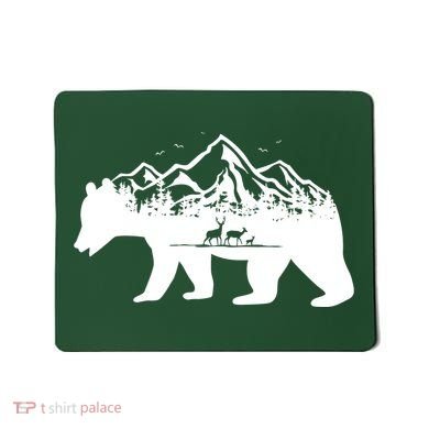 Bear Mountains With Deer Family Nature Fan Mousepad