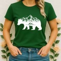 Bear Mountains With Deer Family Nature Fan Women's T-Shirt thumb 2