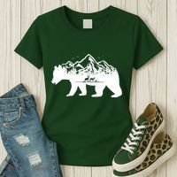 Bear Mountains With Deer Family Nature Fan Women's T-Shirt thumb 3