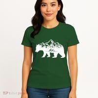 Bear Mountains With Deer Family Nature Fan Women's T-Shirt thumb 4