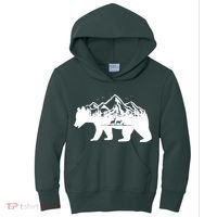 Bear Mountains With Deer Family Nature Fan Kids Hoodie thumb 0