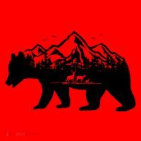 Bear Mountains With Deer Family Nature Fan Santa Hat thumb 1
