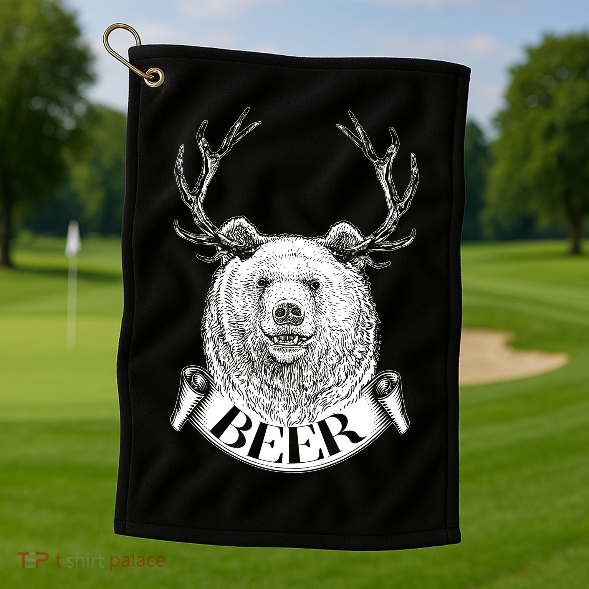 Bear Plus Deer Equals BEER  Golf Towel
