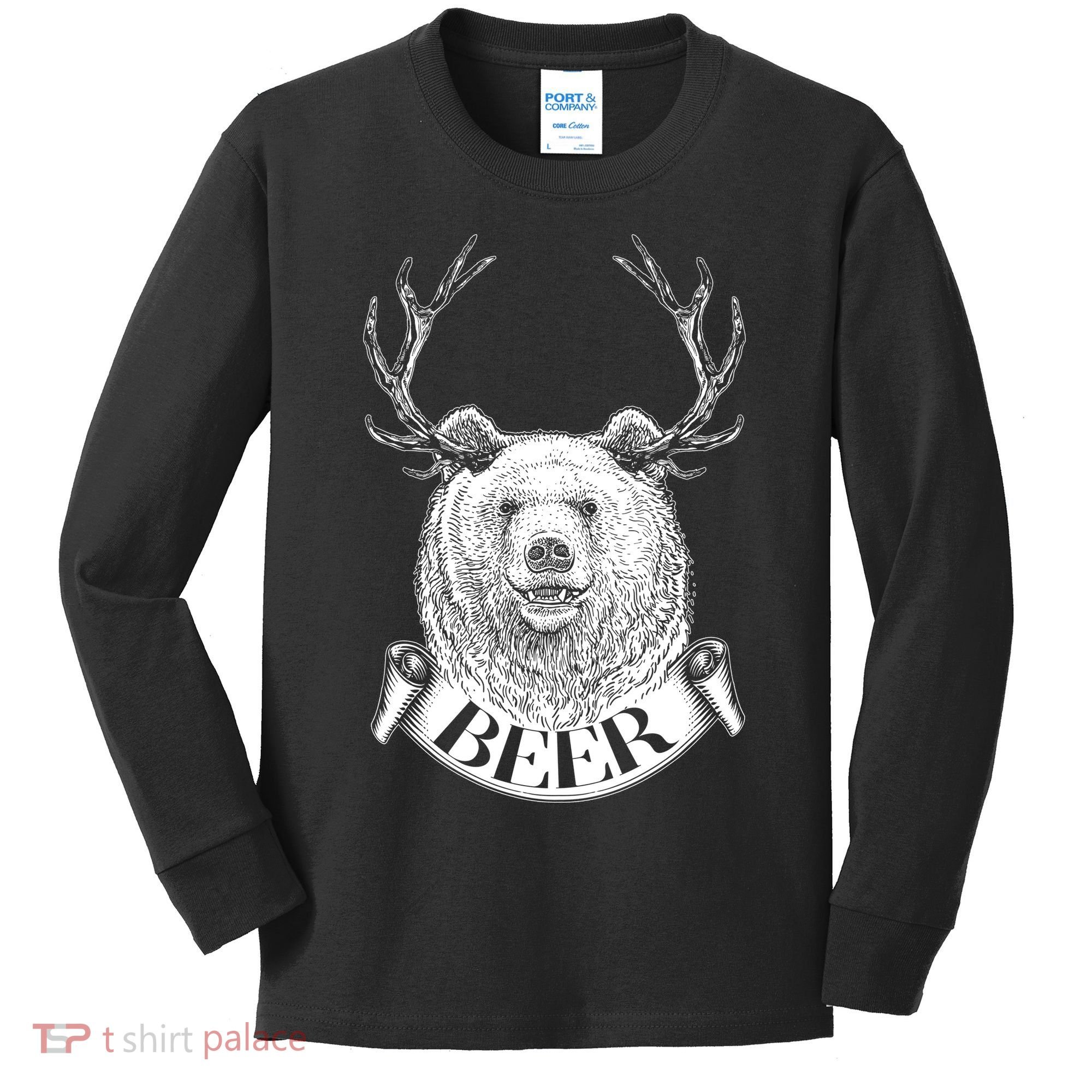 Bear Plus Deer Equals BEER  Kids Long Sleeve Shirt