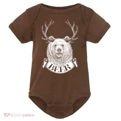 Bear Plus Deer Equals BEER  Baby Bodysuit