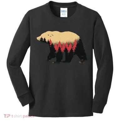Bear Trees Kids Long Sleeve Shirt
