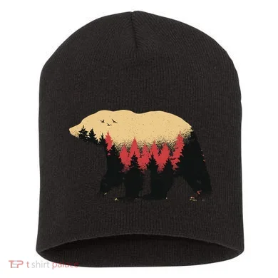 Bear Trees Short Acrylic Beanie