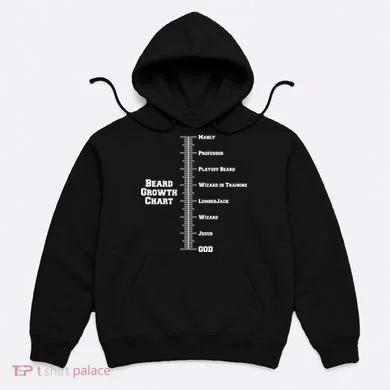 Beard Growth Ruler Funny Man To God Chart Hoodie