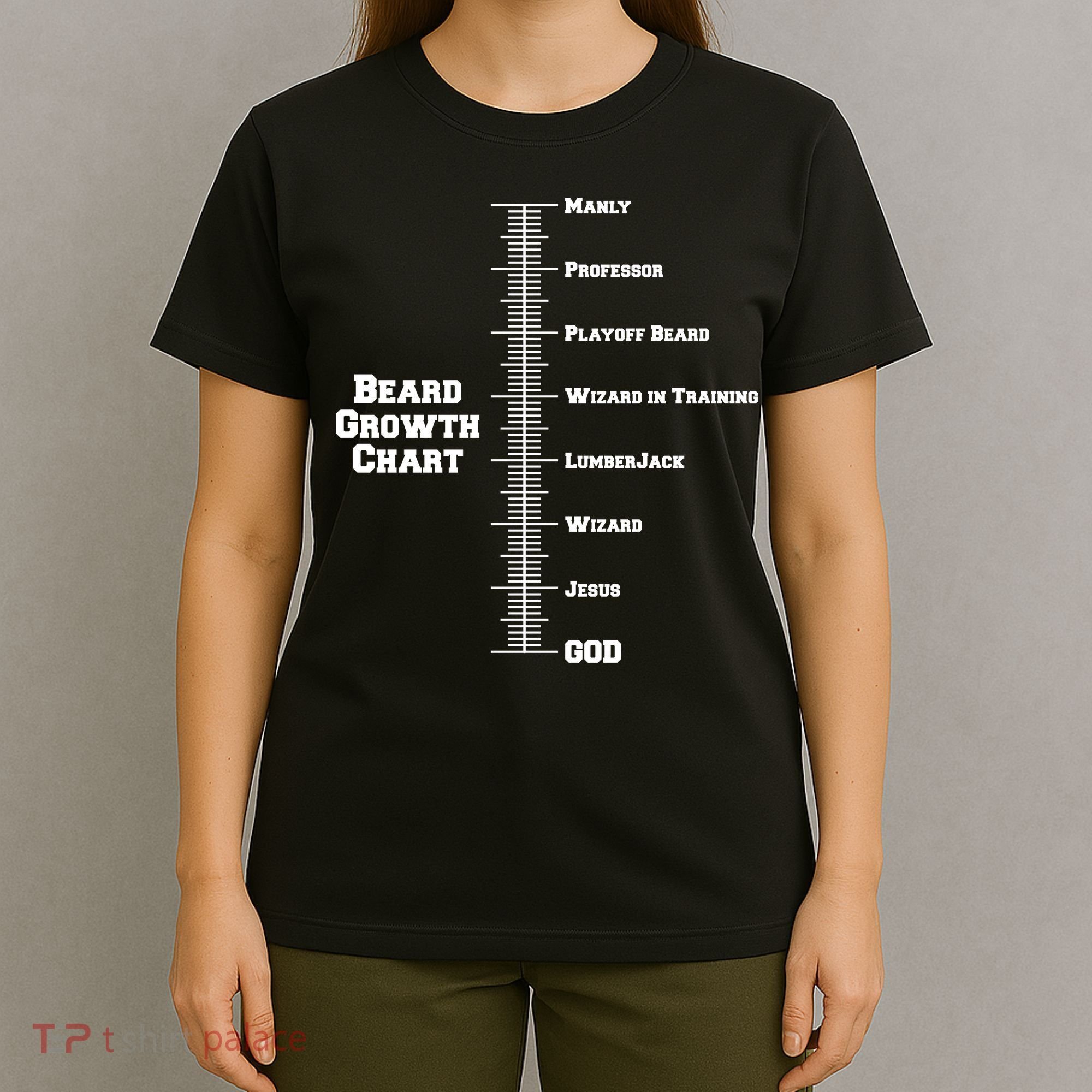 Beard Growth Ruler Funny Man To God Chart T-Shirt