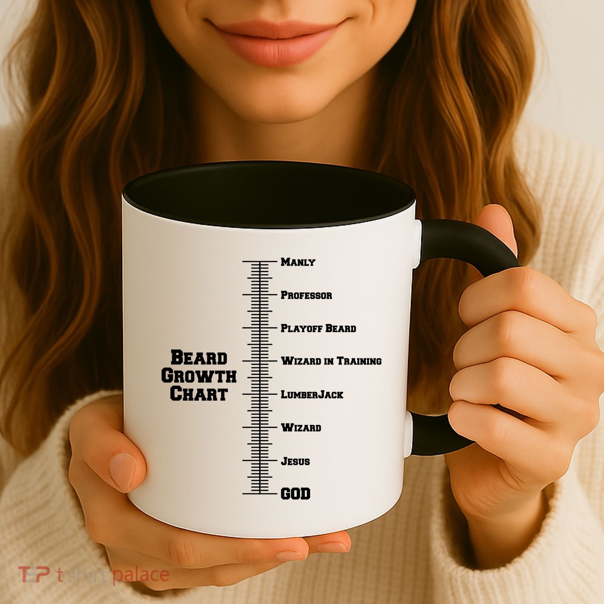 Beard Growth Ruler Funny Man To God Chart Coffee Mug