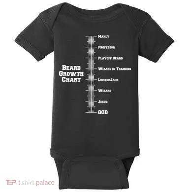 Beard Growth Ruler Funny Man To God Chart Baby Bodysuit